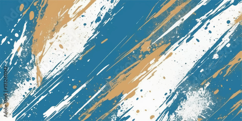 Abstract blue watercolor grunge background featuring dirty paint stripes and a vintage ink splash pattern on a textured paper backdrop
