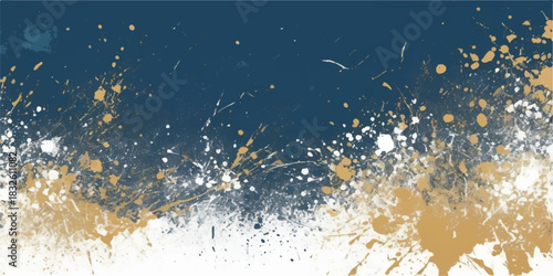 Abstract blue and green grunge background featuring a vector snowflake pattern with artistic paint splatters and ink stains on a dirty paper texture design