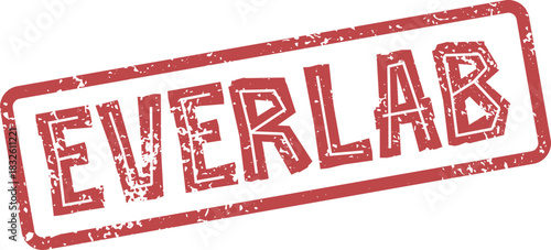 Red EVERLAB grunge rubber stamp impression for various official and scientific documentation