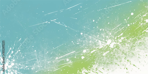 An abstract nature wallpaper featuring a bright green grass background with grunge textures, blending summer sunlight and blue sky patterns into a 3d artistic illustration