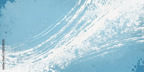 Clean splashing liquid forms an abstract blue water texture with fresh drops and a cold frozen ice pattern against a wet sea surface