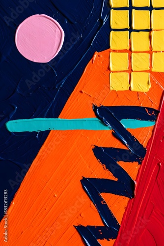 Abstract painting with bold colors and textured brushstrokes creating a modern art piece