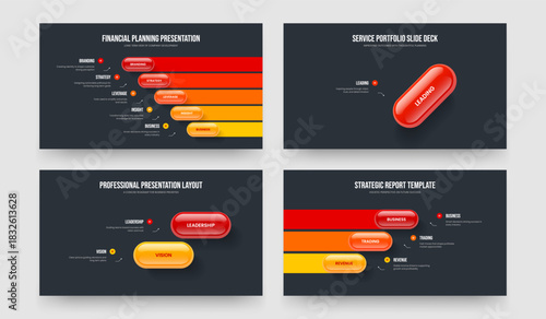 Marketing Innovation Five One Two Three Step Infographic Slideshow Template Vector Illustration Set. Project Development 5 1 2 3 Option Diagram Slide Layout Collection.
