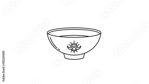 Minimalist bowl line art illustration simple vector graphic for food presentation isolated on white background