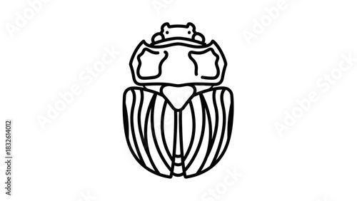 Scarab beetle line art illustration ancient Egyptian symbol isolated vector icon for graphic design and historical presentations