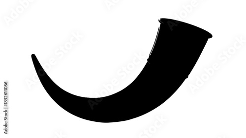 Black cornucopia silhouette symbol of abundance and plenty isolated on white background