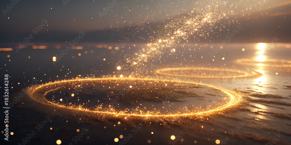 Fototapeta premium Night lights in the city, Golden Dust and Sparkle Wave Texture