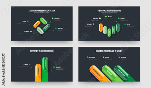 Financial Insight 4 5 2 3 Element Infographic Frame Template Collection. Digital Portfolio Four Five Two Three Option Diagram Presentation Design Vector Illustration Bundle.