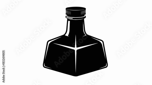 Ink bottle vector illustration vintage style inkwell with cap isolated on white background