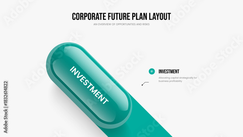 Advertising Insight Slideshow Layout Vector Illustration. Visual Analysis 1 Element Infographic Presentation Design. Digital Campaign One Option Diagram Slide Template.