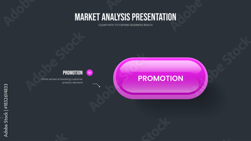 Sales Strategy 1 Step Diagram Slideshow Layout. Modern Plan One Element Infographic Slide Design. Service Performance Frame Template Vector Illustration.