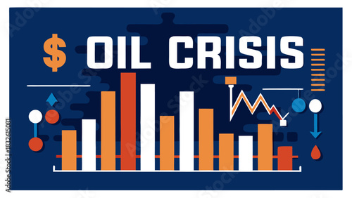 oil crisis infographic with bar chart and dollar sign
