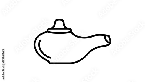 Neti pot line icon simple vector illustration for nasal cleansing isolated on white background