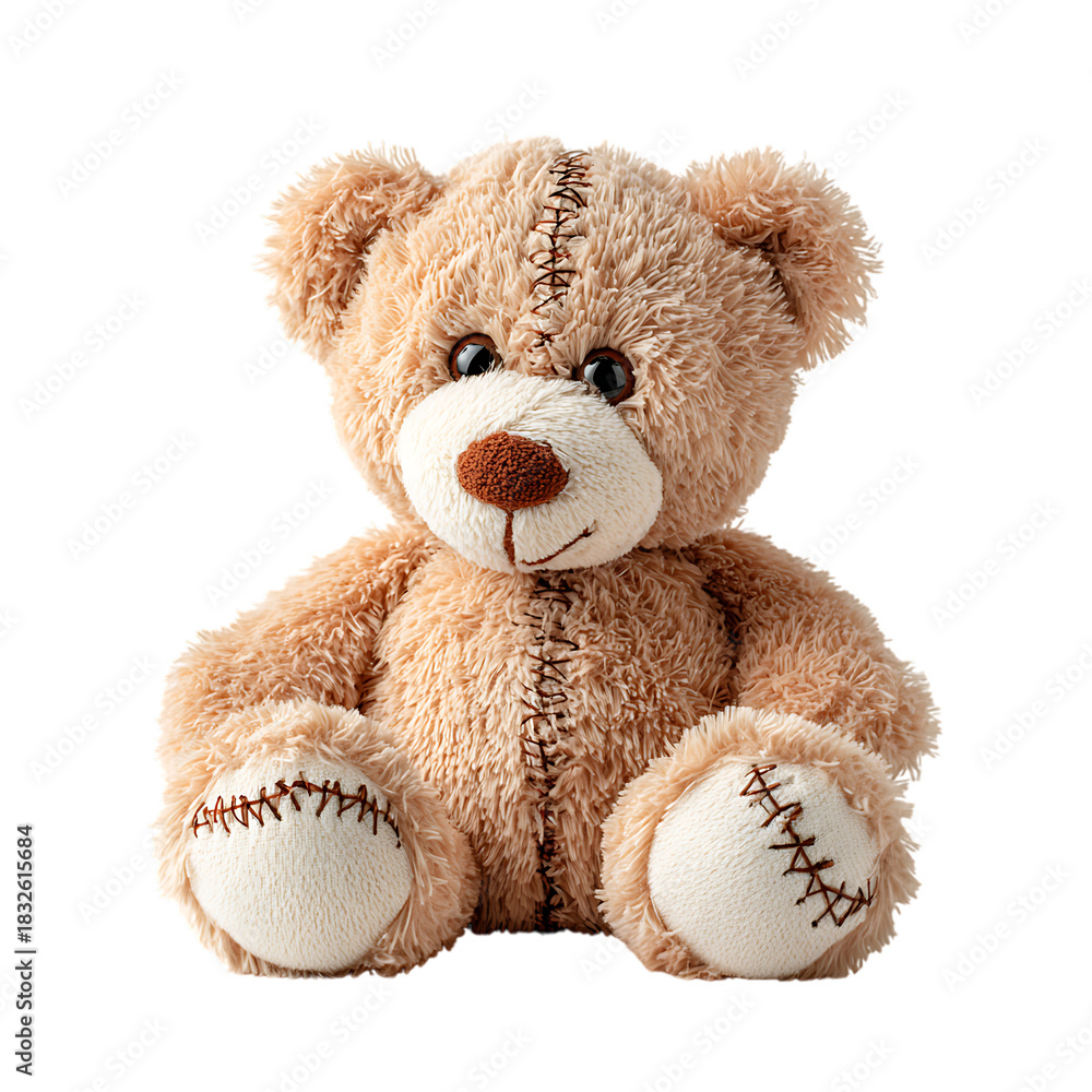 Obraz premium Isolated Cute Brown Teddy Bear with Stitched Details