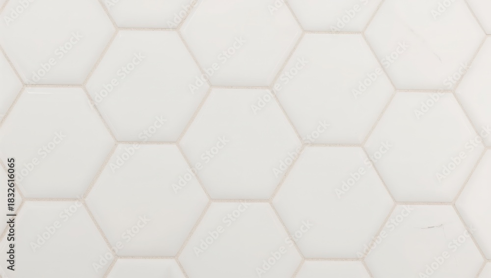 Naklejka premium White hexagon tile pattern background for modern interior design, clean minimal geometric surface, contemporary wall or floor texture