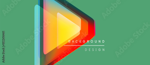 Abstract geometric design. Overlapping layers create vibrant play, modern aesthetic. Green backdrop complements bright colors. Simple, clean presentation.