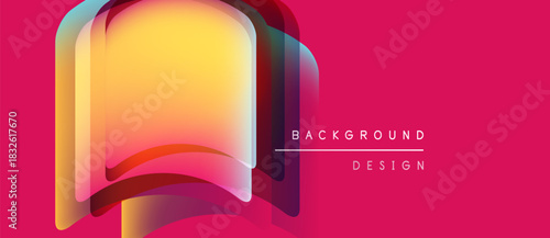 Abstract colorful design. Rounded shapes overlap, creating vibrant gradients. Pink background complements warm tones. Text reads background design.