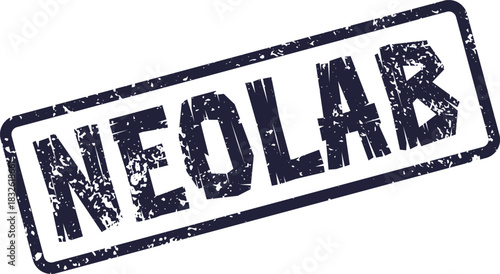 Authentic textured rubber stamp featuring the word NEOLAB for scientific ventures
