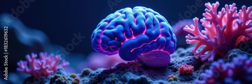 Intricate blue to violet gradient, brain coral surface , graphic, seamless