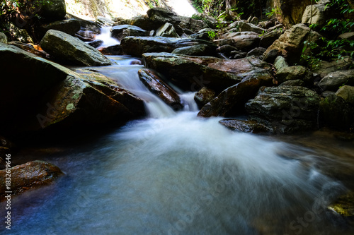 Crying Dog Waterfal Beautiful Small Waterfall in Green Forest in jungle at Chiang Mai, Northern Thailand