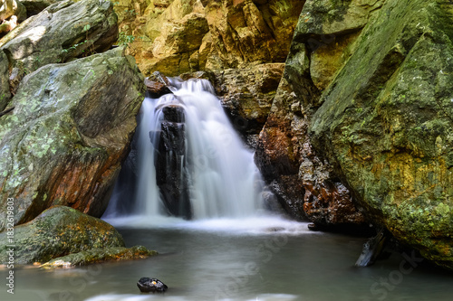 Crying Dog Waterfal Beautiful Small Waterfall in Green Forest in jungle at Chiang Mai, Northern Thailand