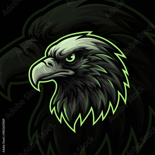 Dynamic and fierce digital illustration of a majestic eagle with intense gaze