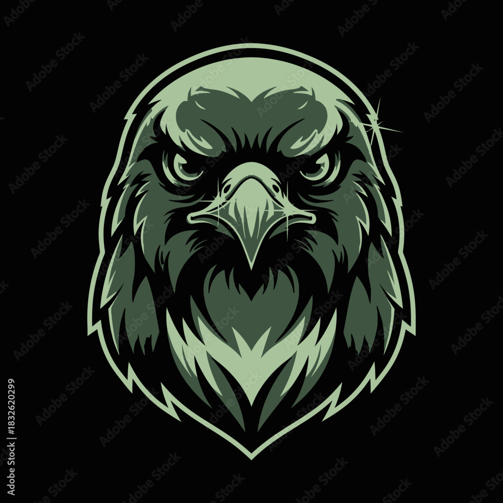 Fototapeta premium Fierce and detailed digital illustration of an eagle head with intense gaze