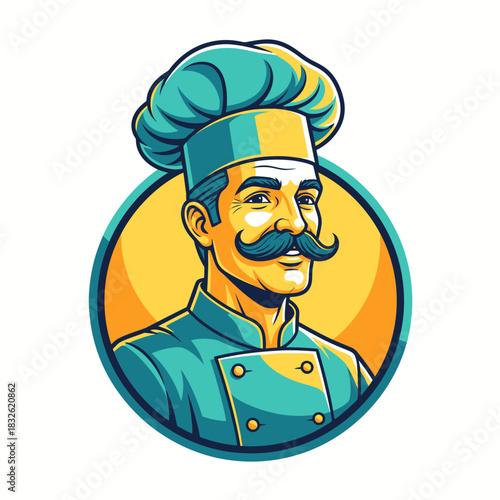 Vintage chef illustration showcasing culinary expertise and passion