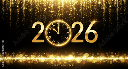 New Year 2026 Gold Glitter Countdown Celebration Background