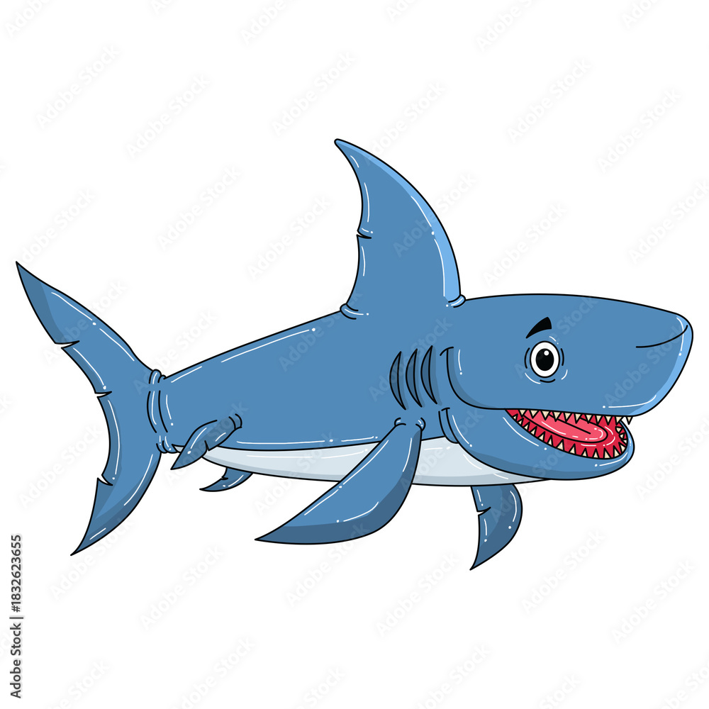 Fototapeta premium BIG SHARK ILLUSTRATION FOR KIDS TEXT BOOK