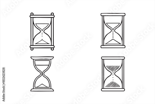 Time-management hourglass symbols for apps and interface design