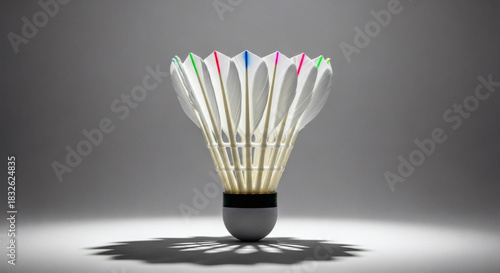 Feather Shuttle and Racket on Court