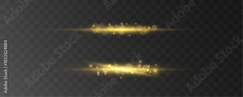 A bright gold beam glimmers softly, scattering tiny luminous particles along its path. A premium visual accent. Vector