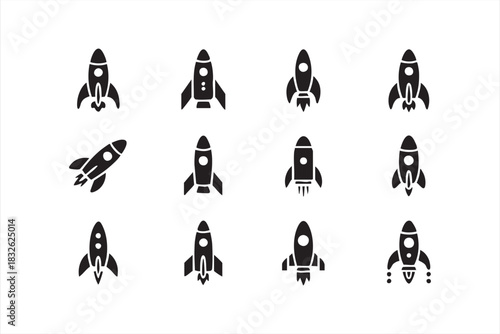 Spaceflight and rocket symbol pack for futuristic dashboards and UI elements