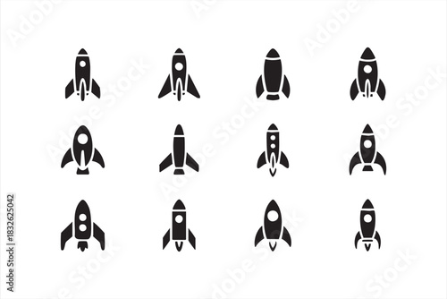 Spaceship launch illustrations for startup visuals and innovation design