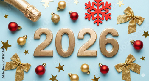 Happy New Year 2026 Festive Celebration Flat Lay