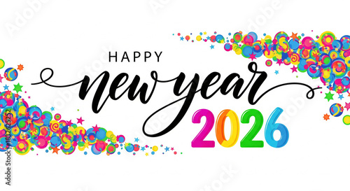 Happy New Year 2026 festive colorful banner design
