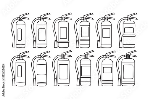 Emergency extinguisher icon pack for facility signage and safety manuals