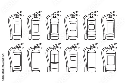 Extinguisher outline illustrations for workplace hazard prevention layouts