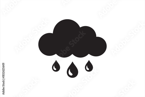 Rain cloud icon with falling drops for weather apps and forecast dashboards