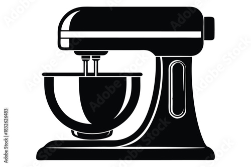 The black stand mixer with bowl offers a sleek culinary silhouette icon
