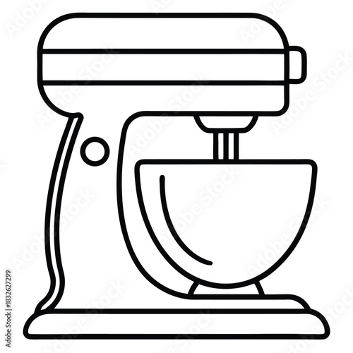An outline of a stand mixer with a mixing bowl, perfect for baking needs