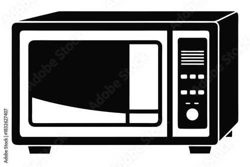 The sleek black microwave shows a modern appliance with classic functional design