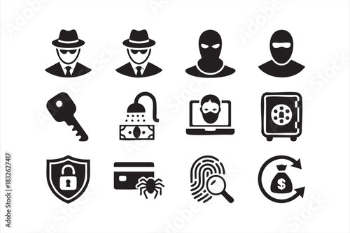 Digital Threat and Malware Symbol Set for Cybersecurity Visuals