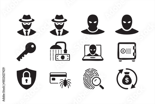 Cybercrime Activity Icons for IT Security Dashboards and Reports