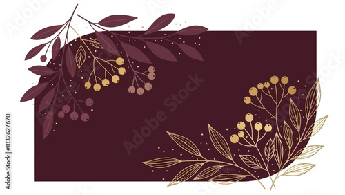 Elegant Floral Border Design Maroon and Gold Elements for Invitations and Decorations