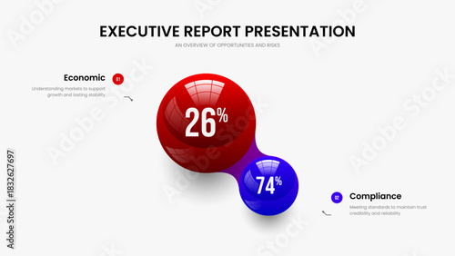Minimalist Insight 2 Element Chart Frame Design. Visual Briefing Presentation Template Vector Illustration. Professional Strategy Two Step Graph Slideshow Layout.