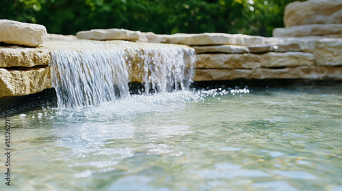 Wallpaper Mural Gentle waterfall stone ledge clear water serene pool natural landscape outdoor oasis shallow Torontodigital.ca