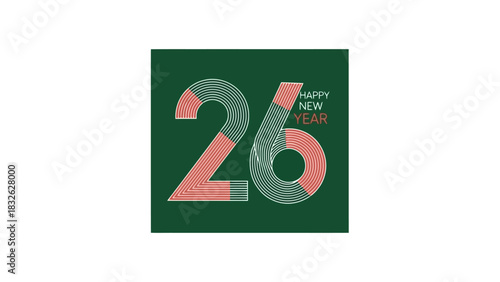 Creative 26th Anniversary Celebration Design Featuring Happy New Year Text and Abstract Illustration