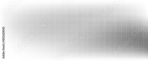 Dotted halftone gradient texture. Fading polka dot background. Repeated dots gradation pattern background. Black vanishing comic pop art overlay backdrop.